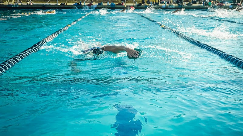 swimming-pool Person swimming in a public pool
