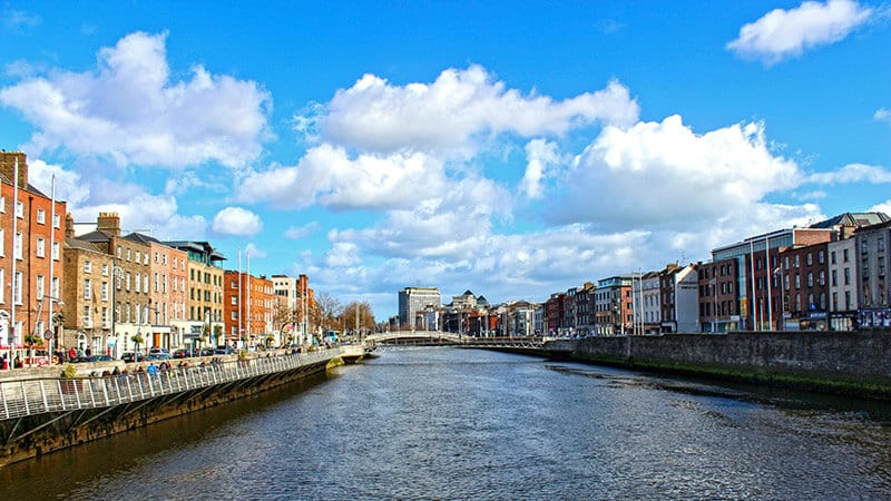 dublin-commercial-buildings Commercial buildings by the river in Dublin