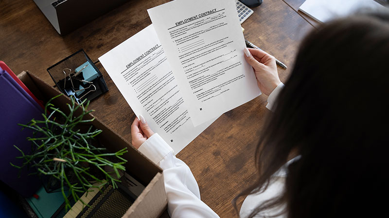 Person reading their employment contract